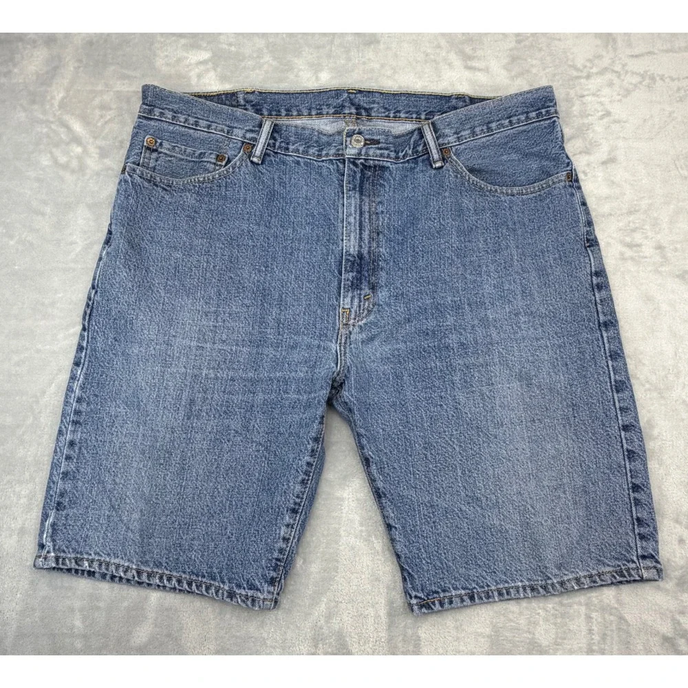 Levis 505 Mens Regular Fit Denim Shorts Size 40 Medium‎ Wash Blue Jean Shorts